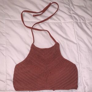 Crocheted Halter Swim Suit Top